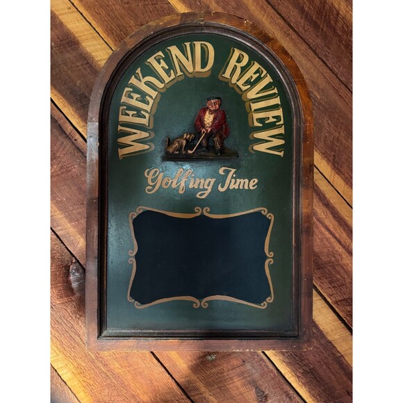 Weekend Review Golfing June Bar/Pub Hanging Chalkboard Sign - Picture 1 of 4